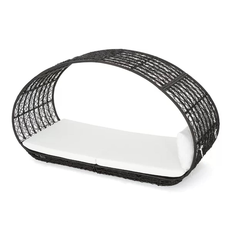 Lavina 91.25'' Wide Outdoor Wicker Patio Daybed with Cushions