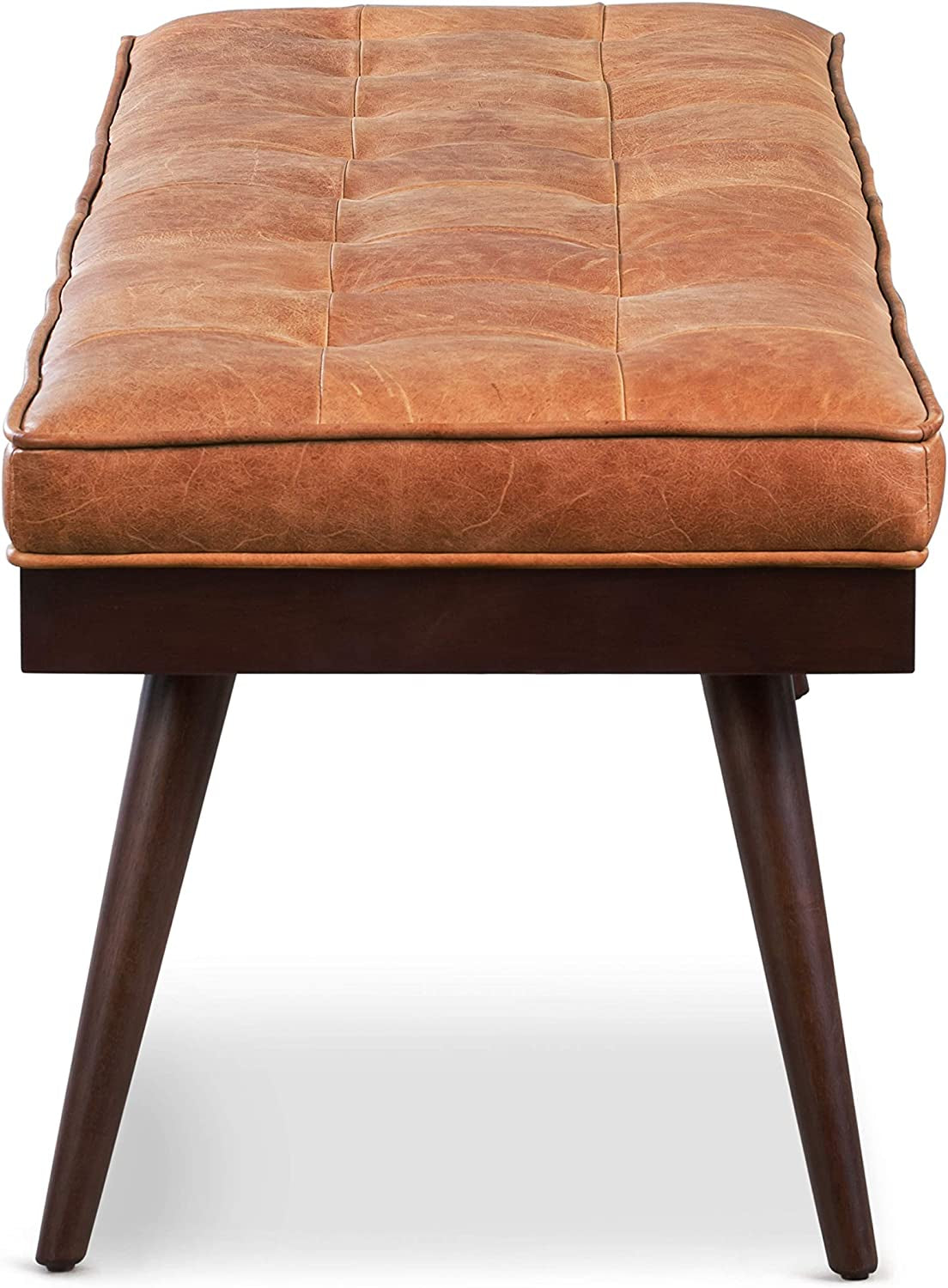 Luca Leather Bench, Tan