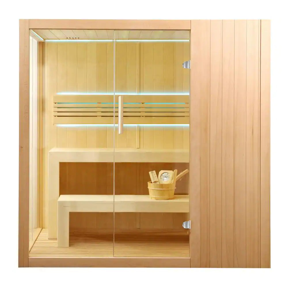 Canadian Hemlock Indoor Wet/Dry 4-Person Electric Sauna with LED Lights and 4.5Kw ETL Certified Heater