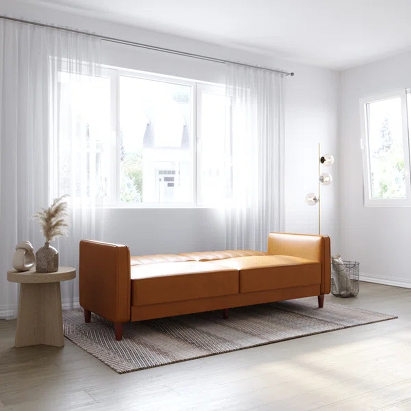 Vegan Leather Sleeper Sofa