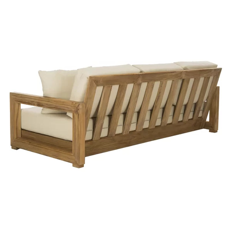 Melrose 76.8'' Wide Outdoor Teak Patio Sofa with Cushions