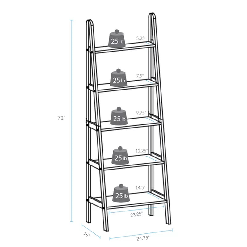Saruhan 72'' H X 24.75'' W Solid Wood Ladder Bookcase
