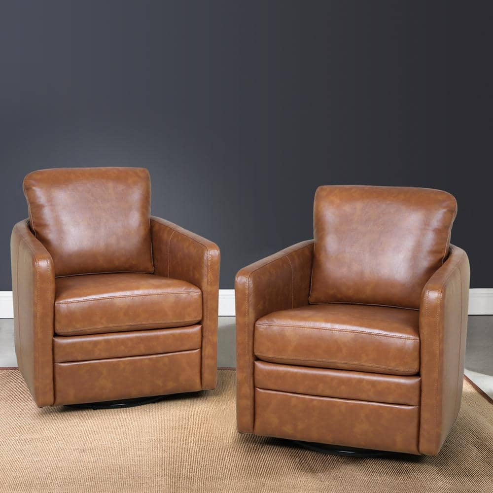 Denver Camel Swivel Chair with a Swivel Base (Set of 2)