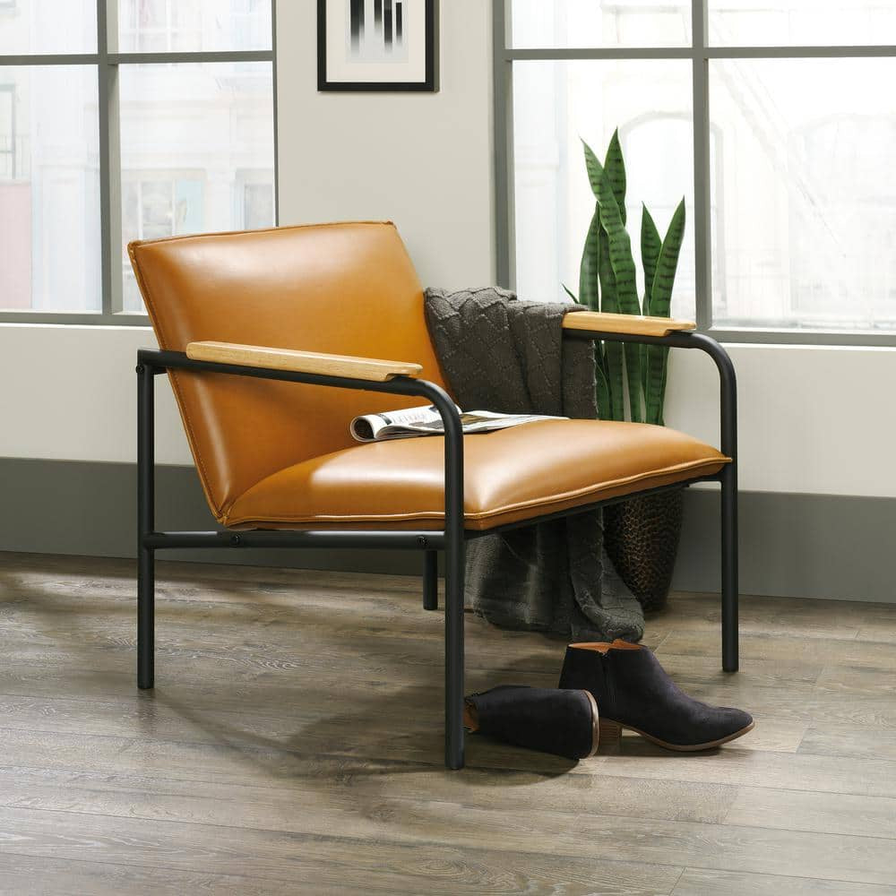 Boulevard Cafe Camel Leather-Like Metal Chair