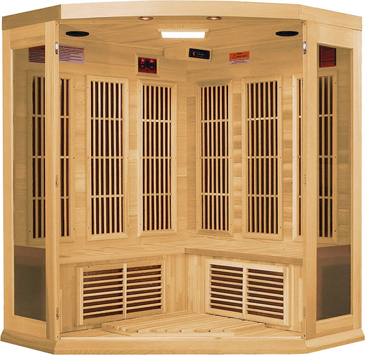 DYNAMIC SAUNAS Maxxus 3 per Low EMF FAR Infrared Carbon Corner Canadian Hemlock Sauna
