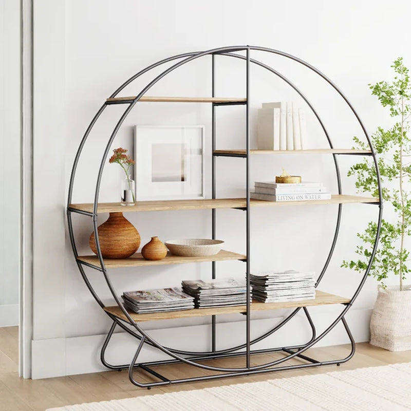 Bulle 61.75'' H X 60.7'' W Steel Etagere Bookcase
