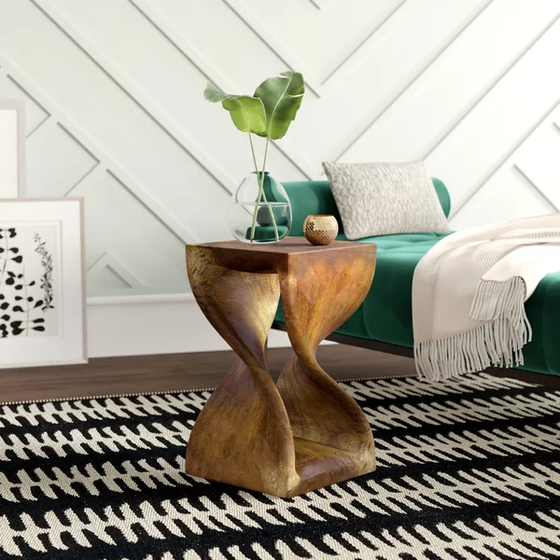 Pelley 20'' Tall Solid Wood Abstract End Table