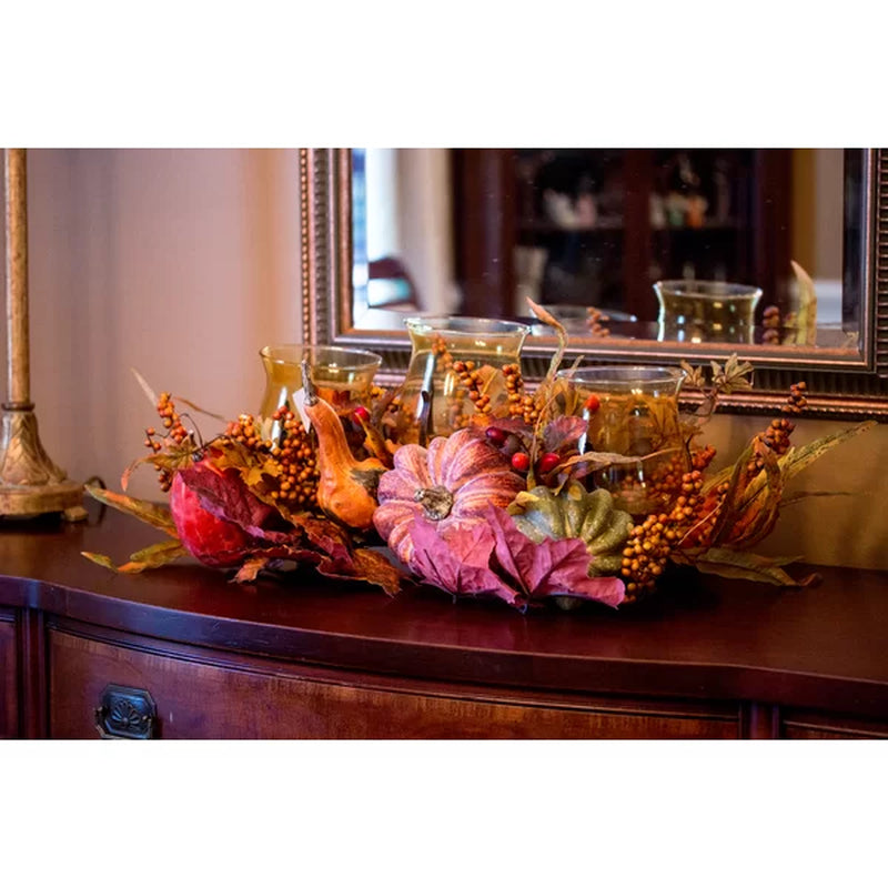 Harvest Triple Flower Mixed Candelabrum in Vase