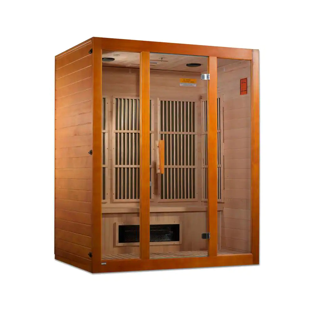 Alpine Lifesauna 3-Person Upgraded Infrared Sauna with 7 Dual Tech Infrared Heaters and Chromotherapy