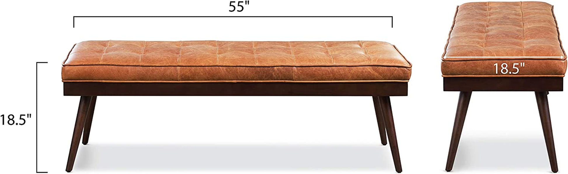Luca Leather Bench, Tan
