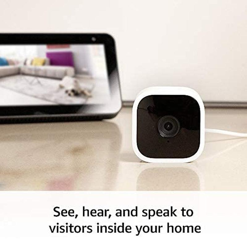 Blink Mini – Compact Indoor Plug-In Smart Security Camera, 1080P HD Video, Night Vision, Motion Detection, Two-Way Audio, Easy Set Up, Works with Alexa – 2 Cameras (White)