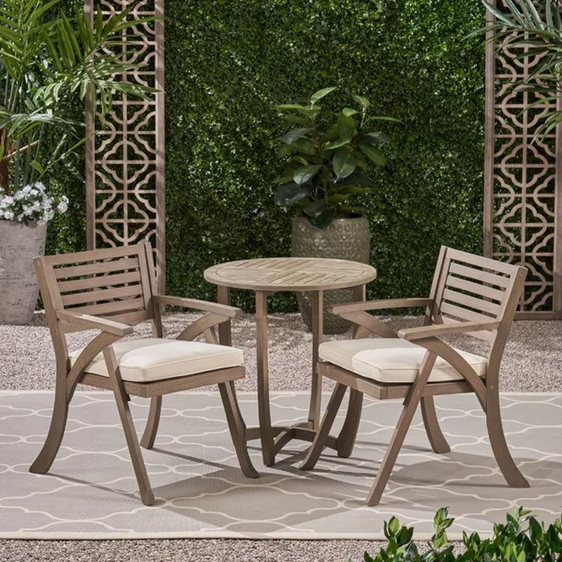 Round 2 - Person 27.5'' Long Bistro Set with Cushions