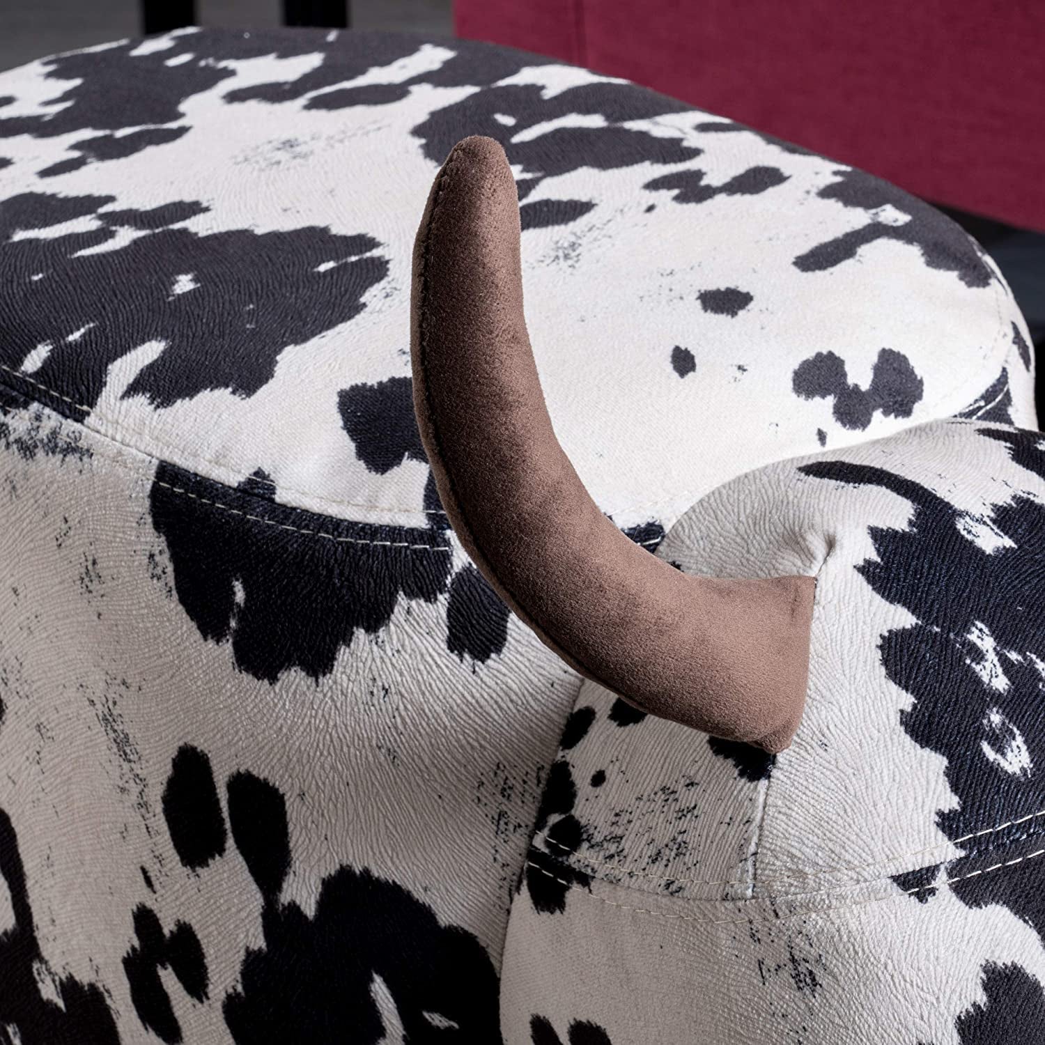 Home Bessie Patterned Velvet Cow Ottoman