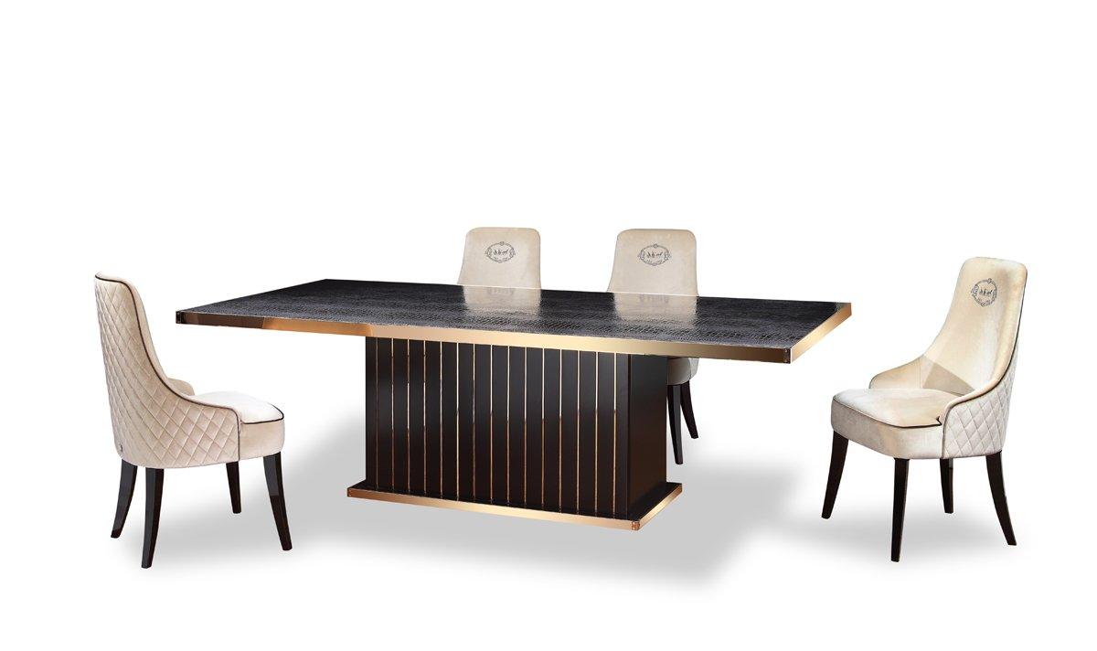 Birgin Black Crocodile and Rosegold Dining Table - Nordic Designs Inc