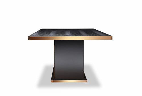 Birgin Black Crocodile and Rosegold Dining Table - Nordic Designs Inc