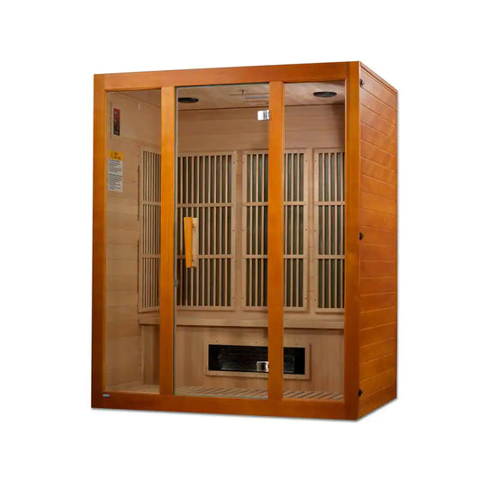 Alpine Lifesauna 3-Person Upgraded Infrared Sauna with 7 Dual Tech Infrared Heaters and Chromotherapy