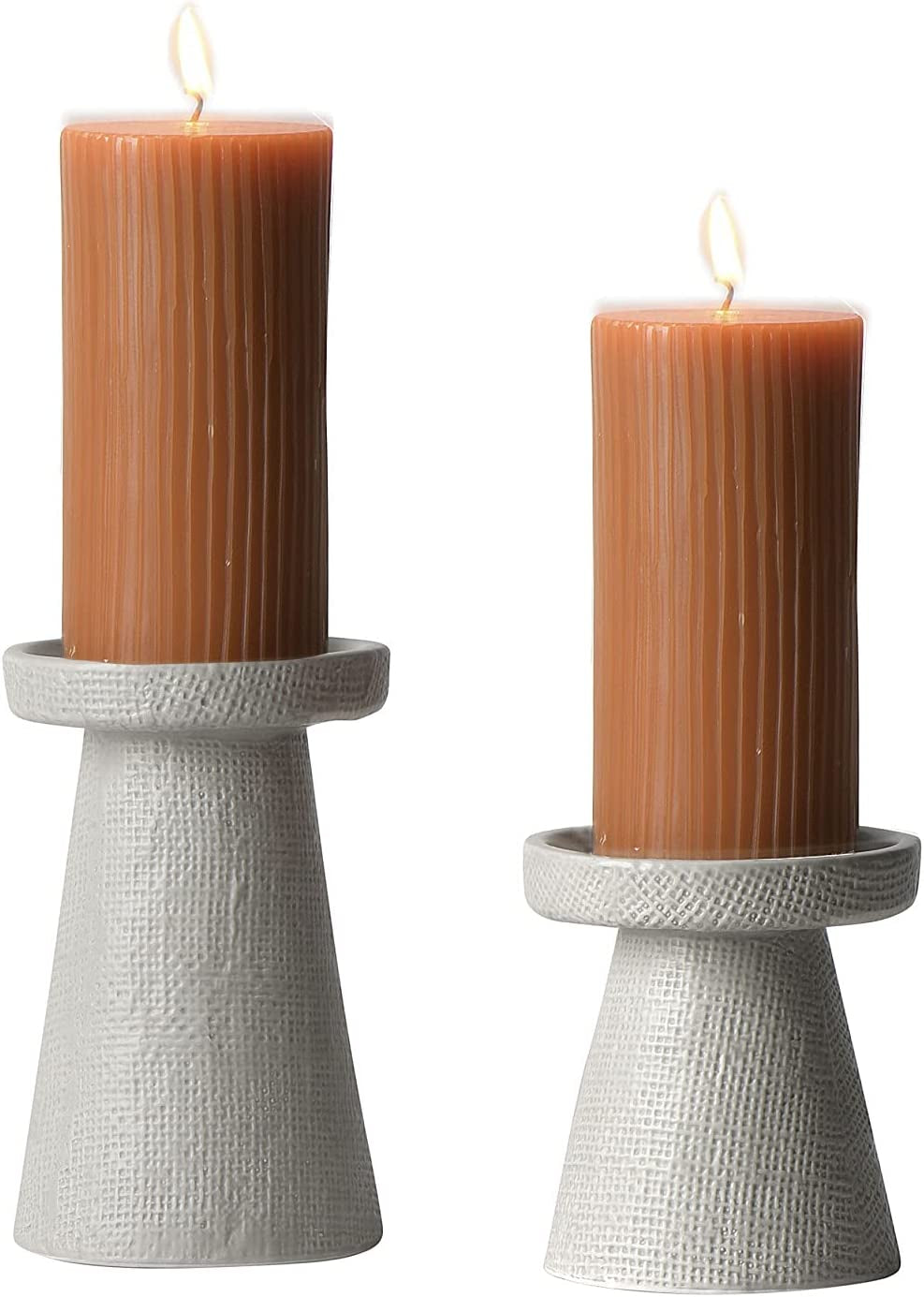 Main + Mesa Stoneware Pillar & Taper Candle Holders, Set of 2