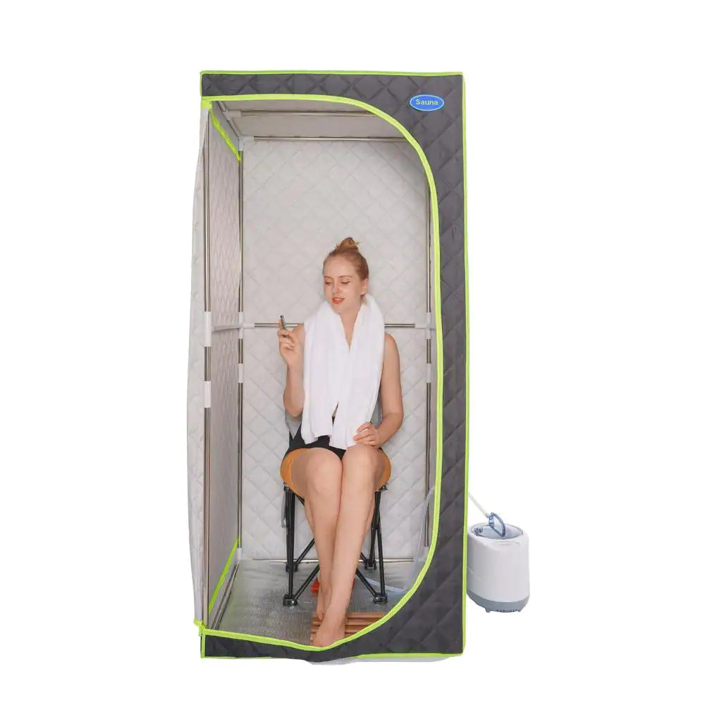 1-Person Steam plus Full-Body Sauna with Foldable Chair