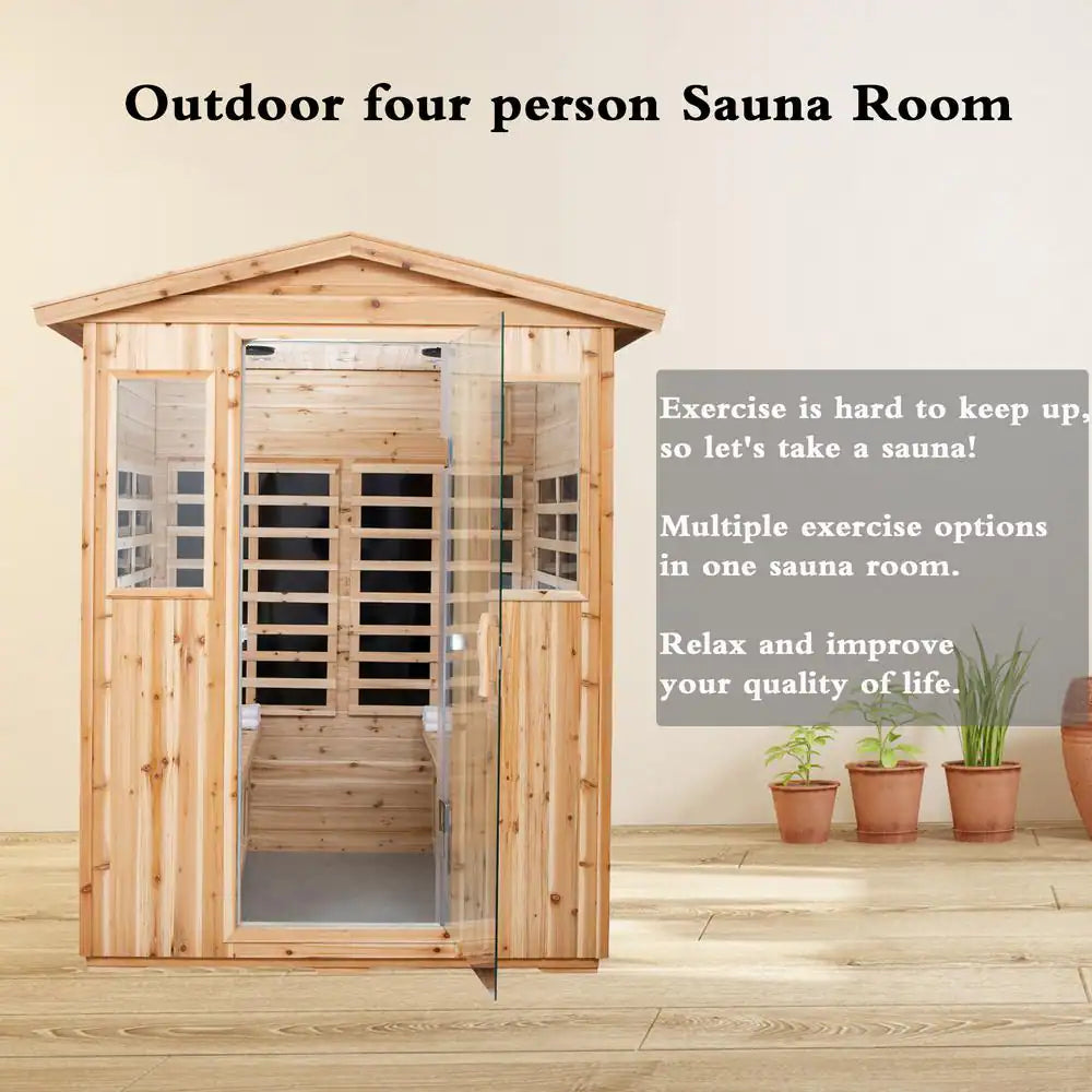 4-Person Hemlock Sauna Room with LED Reading Lights