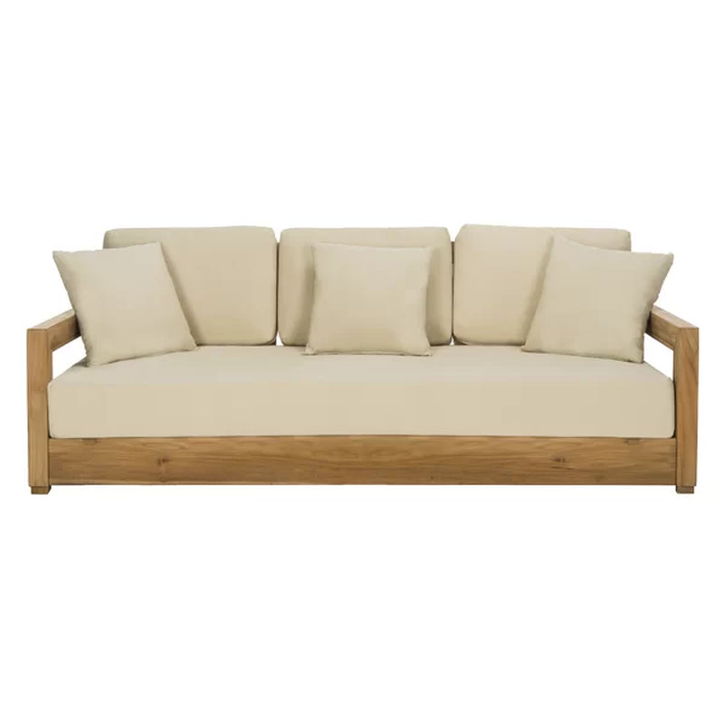 Melrose 76.8'' Wide Outdoor Teak Patio Sofa with Cushions