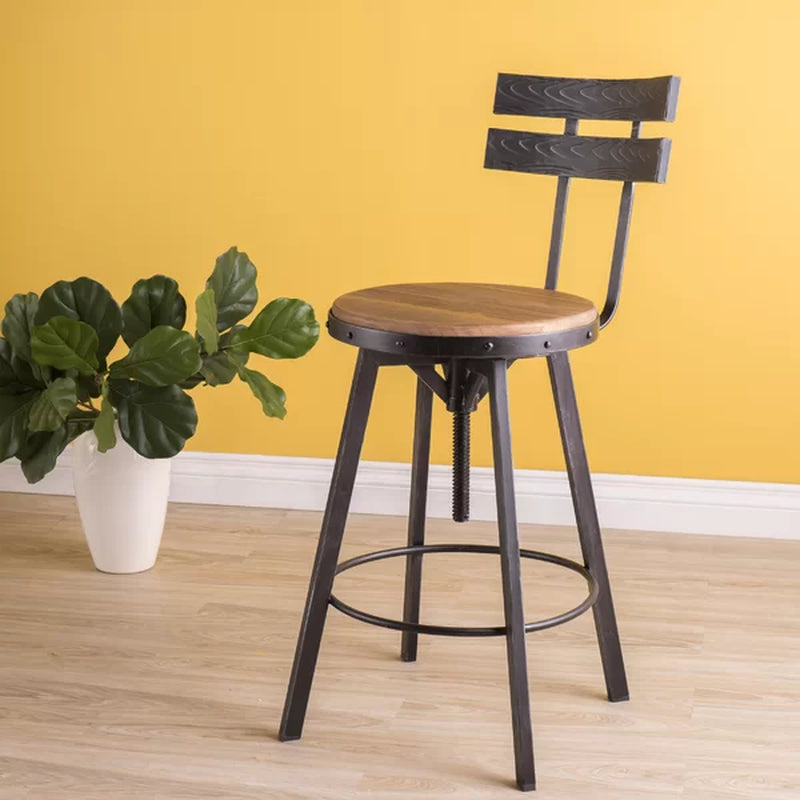 Maureen swivel solid wood best sale adjustable height bar stool