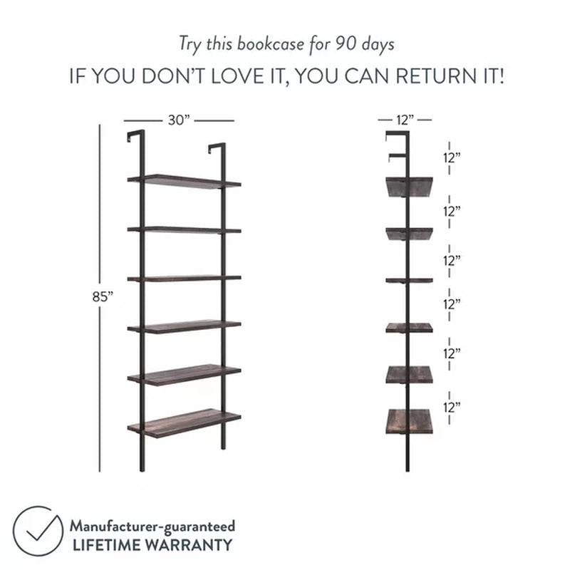 Kanissa 85'' H X 30'' W Steel Ladder Bookcase