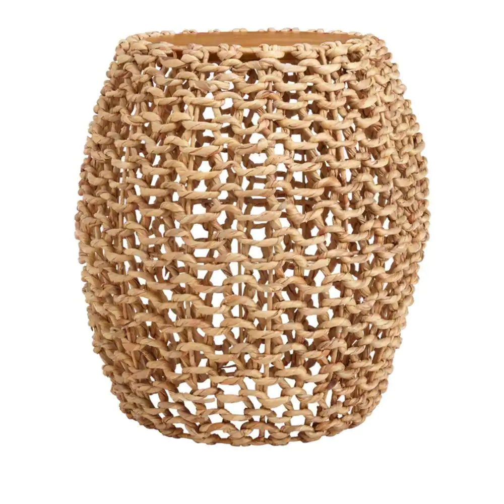 Brisbane round Natural Finish Woven Accent Table with round Drum Design (19.69 In. W X 21.65 In. H)