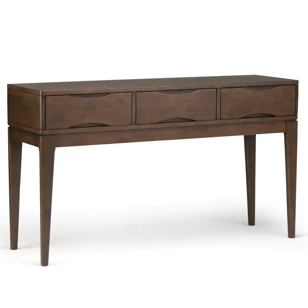 Harper Solid Hardwood 54 In. Wide Mid-Century Modern Console Sofa Table in Walnut Brown