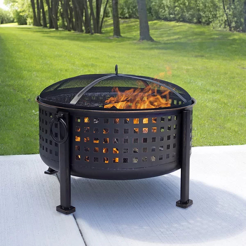 Traditions 22.83'' H X 32.7'' W Steel Wood Burning Outdoor Fire Pit with Lid
