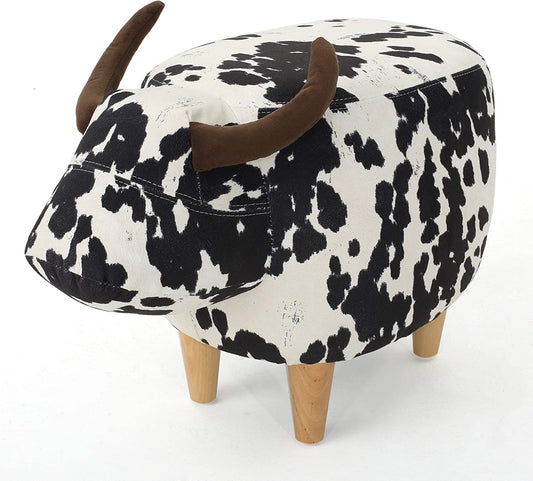 Home Bessie Patterned Velvet Cow Ottoman