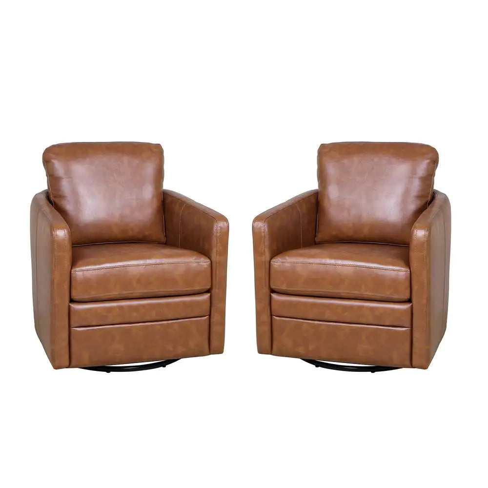 Denver Camel Swivel Chair with a Swivel Base (Set of 2)