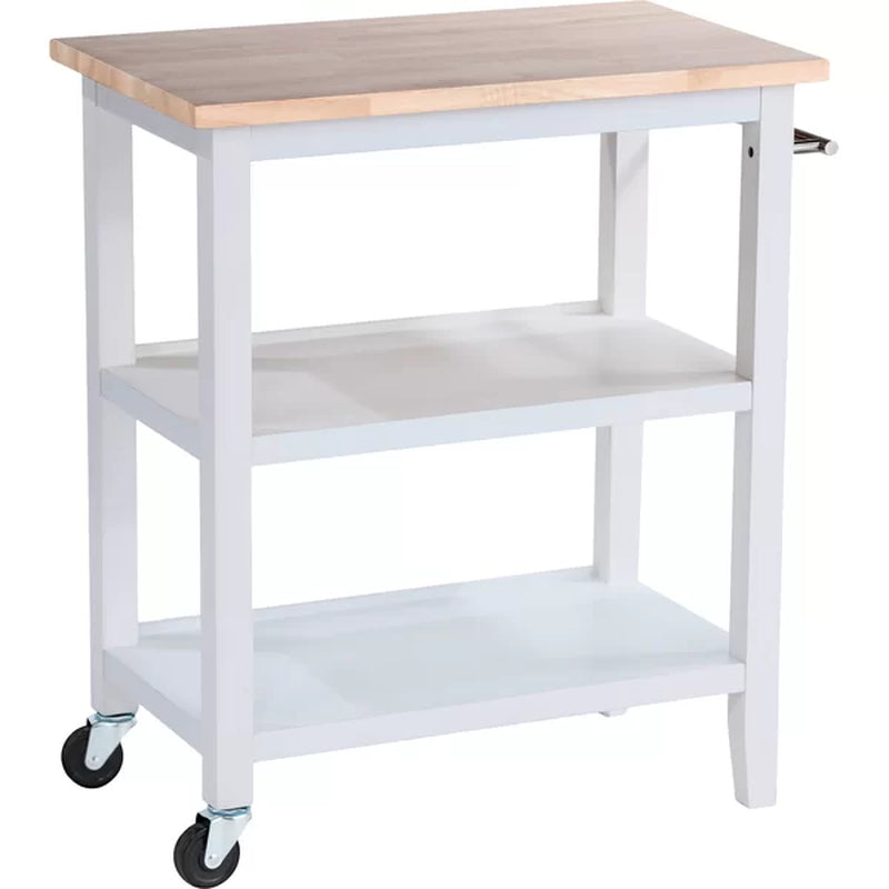 Raabe 32'' Wide Rolling Kitchen Cart with Solid Wood Top