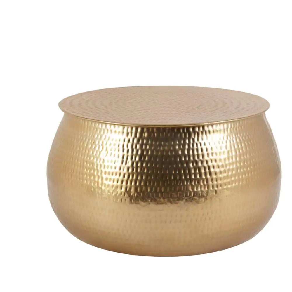 Calluna 31 In. Gold Medium round Metal Coffee Table with Lift Top