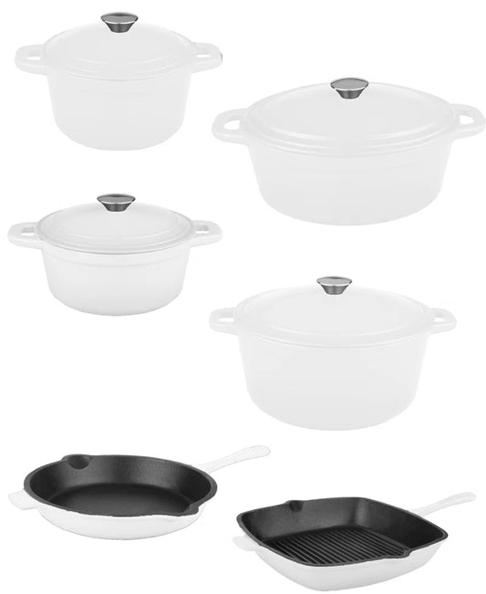 Neo 10Pc Cast Iron Cookware Set, White