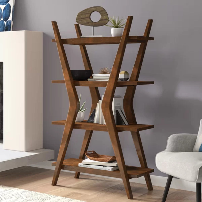 Tianie 66'' H X 40'' W Solid Wood Etagere Bookcase