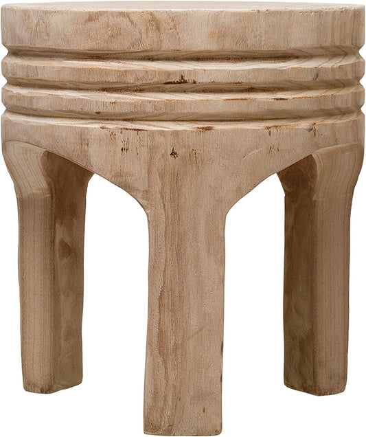 Creative Co-Op Paulownia Wood Stool, Natural