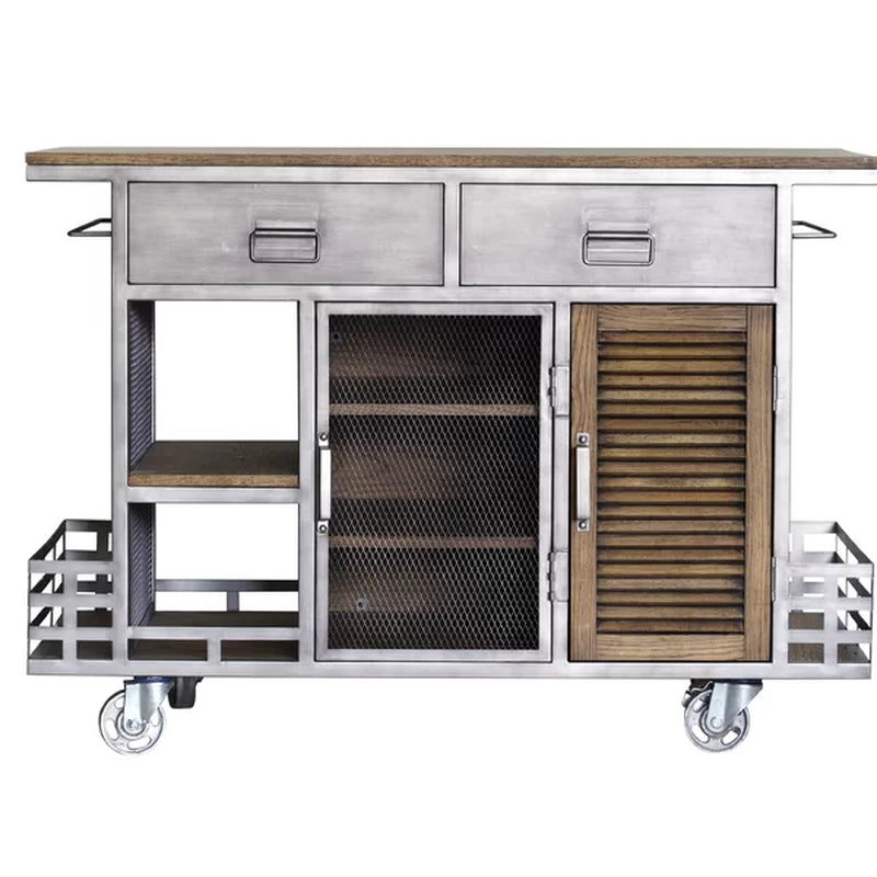 Zepeda 50'' Wide Rolling Kitchen Island with Solid Wood Top