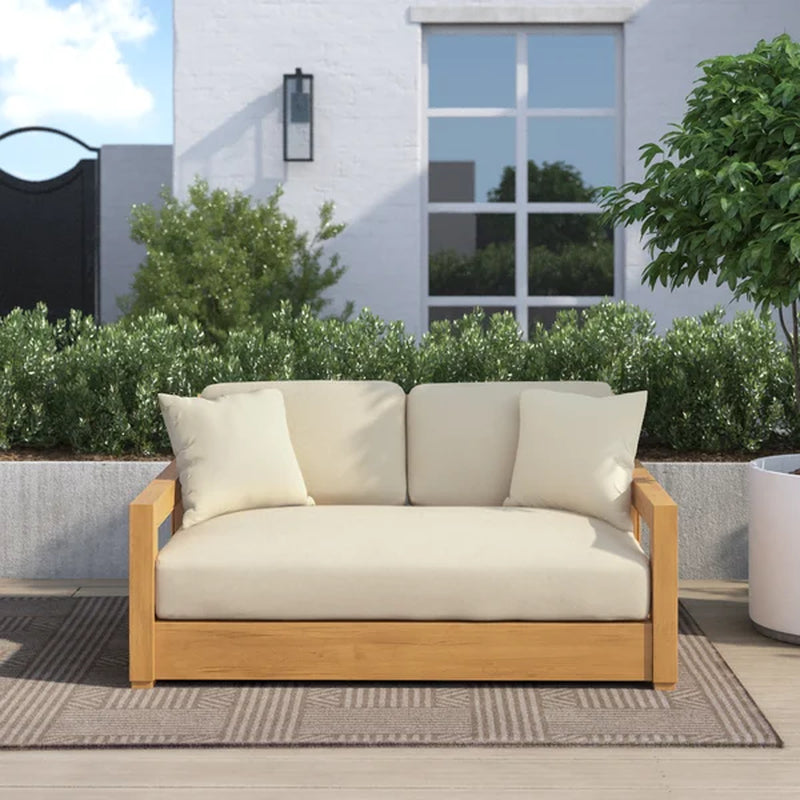 Melrose 52.75'' Wide Outdoor Teak Loveseat with Cushions