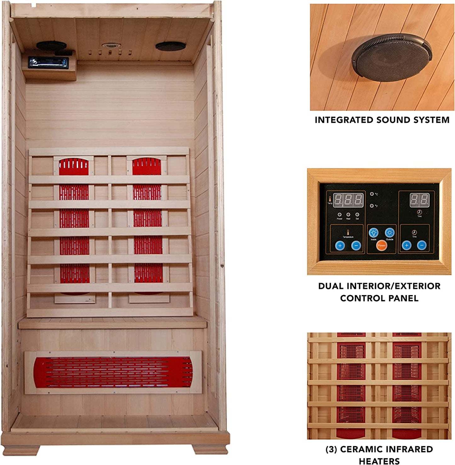 Radiant Saunas BSA2400 1-2 Person Hemlock Ceramic Infrared Sauna