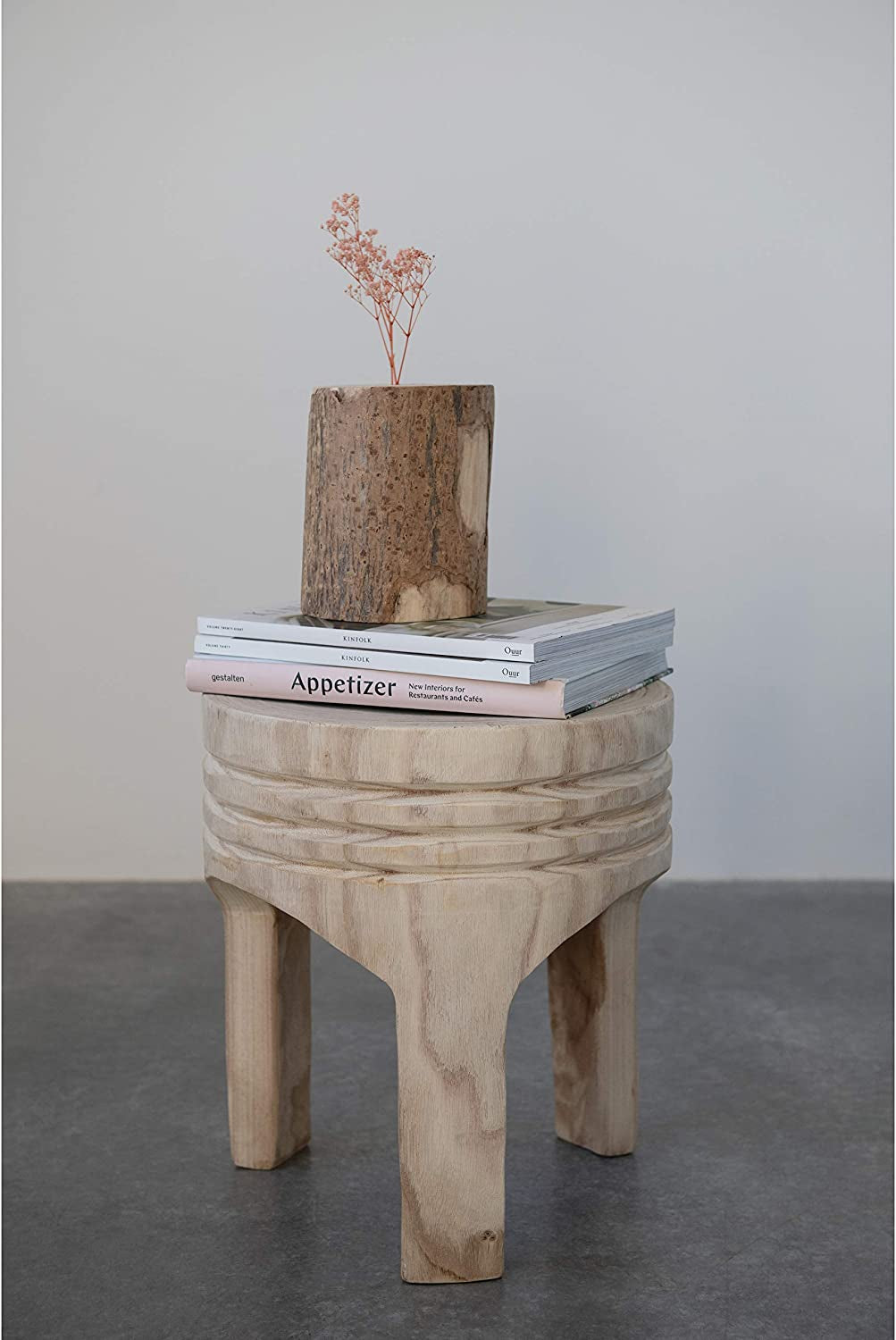 Creative Co-Op Paulownia Wood Stool, Natural