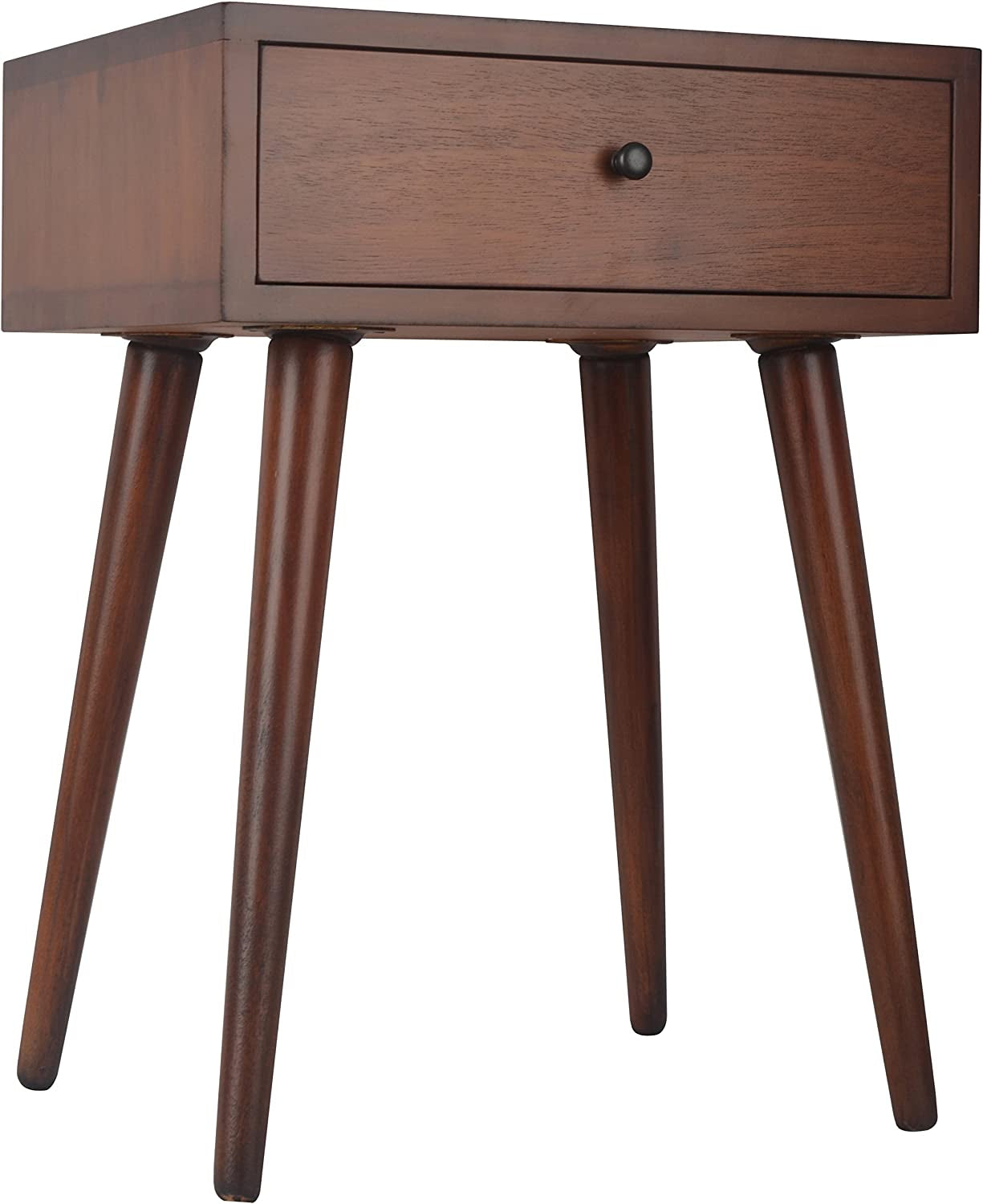 Décor Therapy Mid Century One Drawer Side Table Wood Light Walnut