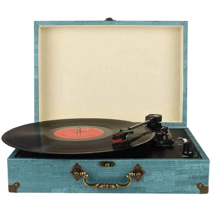 Vinyl Turntable Record Player with Built-In Bluetooth Receiver & 3 Speed