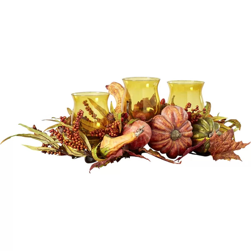 Harvest Triple Flower Mixed Candelabrum in Vase