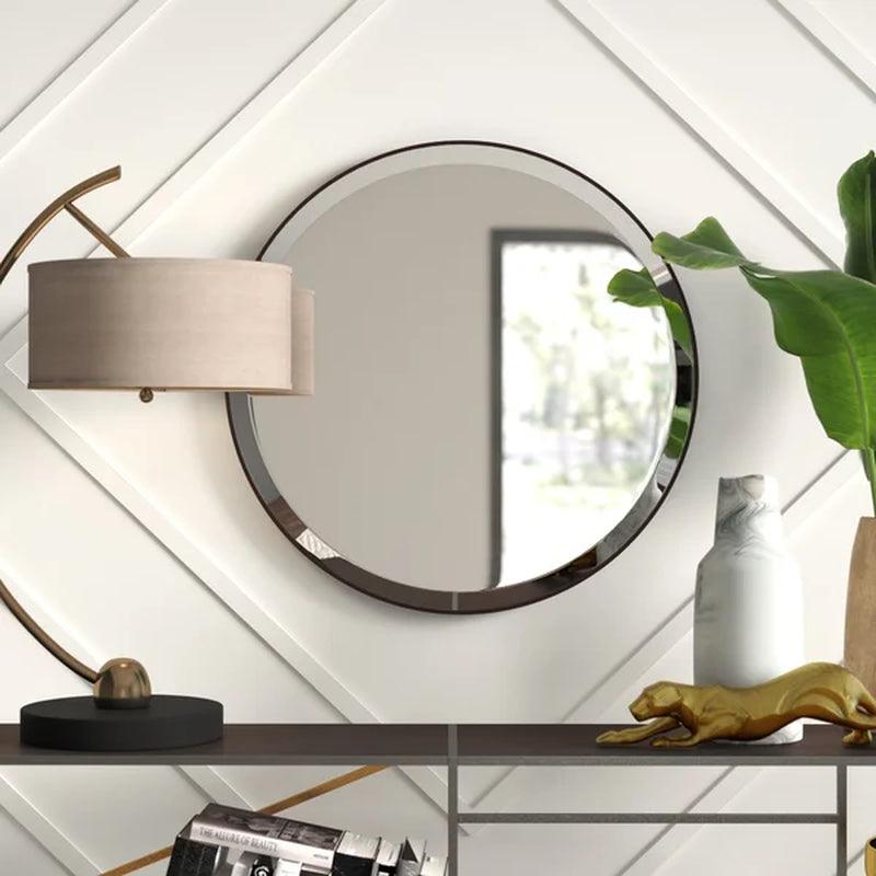 Colton round Wood Wall Mirror
