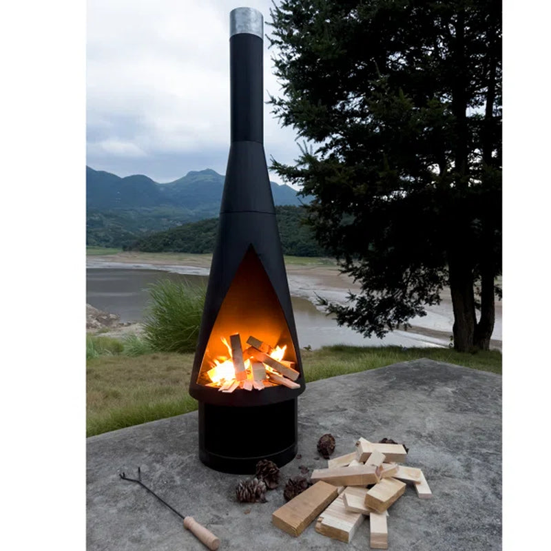 Zaymar 57.87" H Iron Wood Burning Outdoor Chiminea
