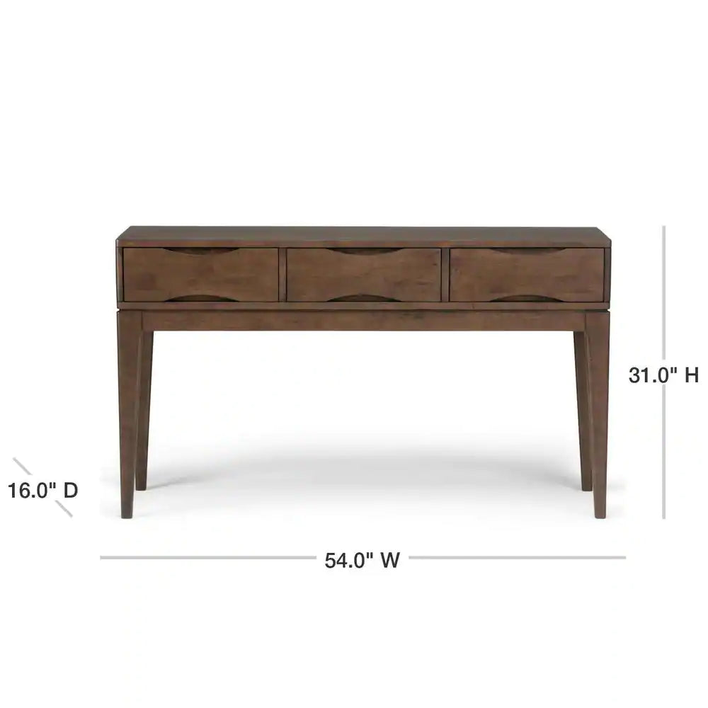 Harper Solid Hardwood 54 In. Wide Mid-Century Modern Console Sofa Table in Walnut Brown