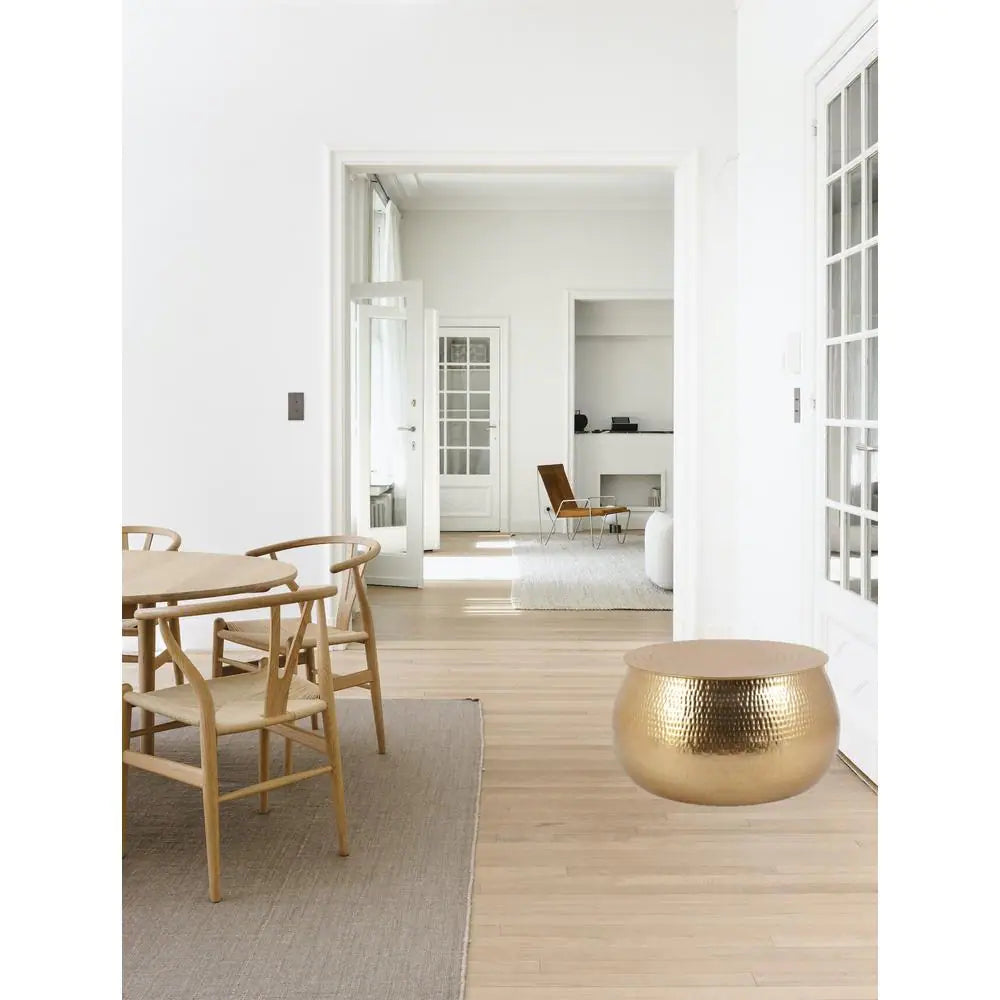 Calluna 31 In. Gold Medium round Metal Coffee Table with Lift Top