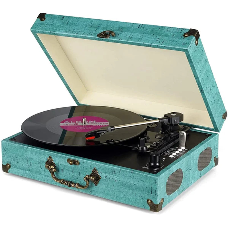 Vinyl Turntable Record Player with Built-In Bluetooth Receiver & 3 Speed