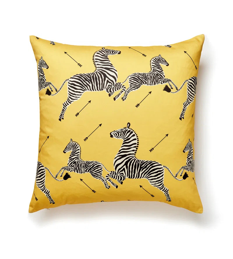 Zebras Embroidered Cotton Throw Pillow