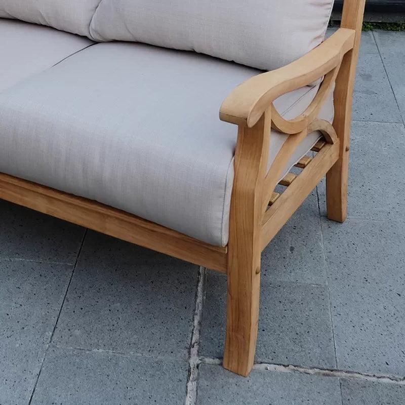 Brunswick 75.5'' Wide Outdoor Teak Patio Sofa with Cushions